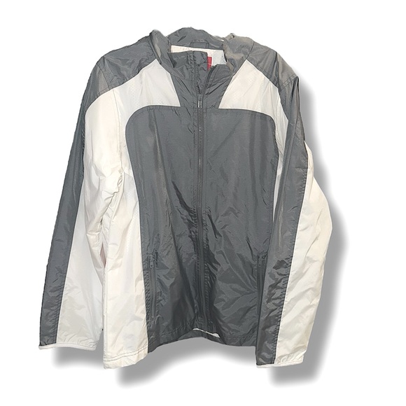 Jackets & Blazers - **NWOT**Gray and White Windbreaker with Full-Zip Closure